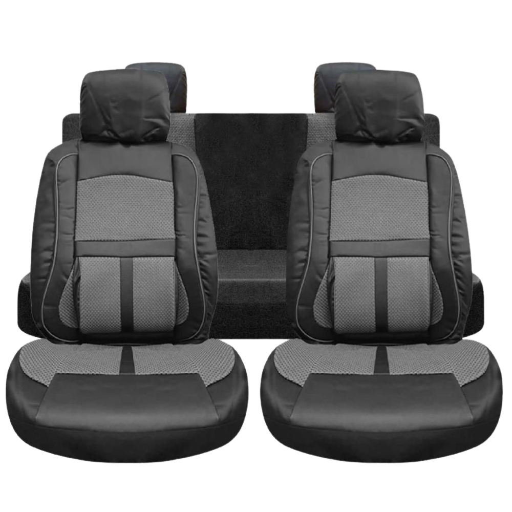 CUBRE ASIENTO UNIVERSAL NEGRO/GRIS CUERO SINTÉTICO