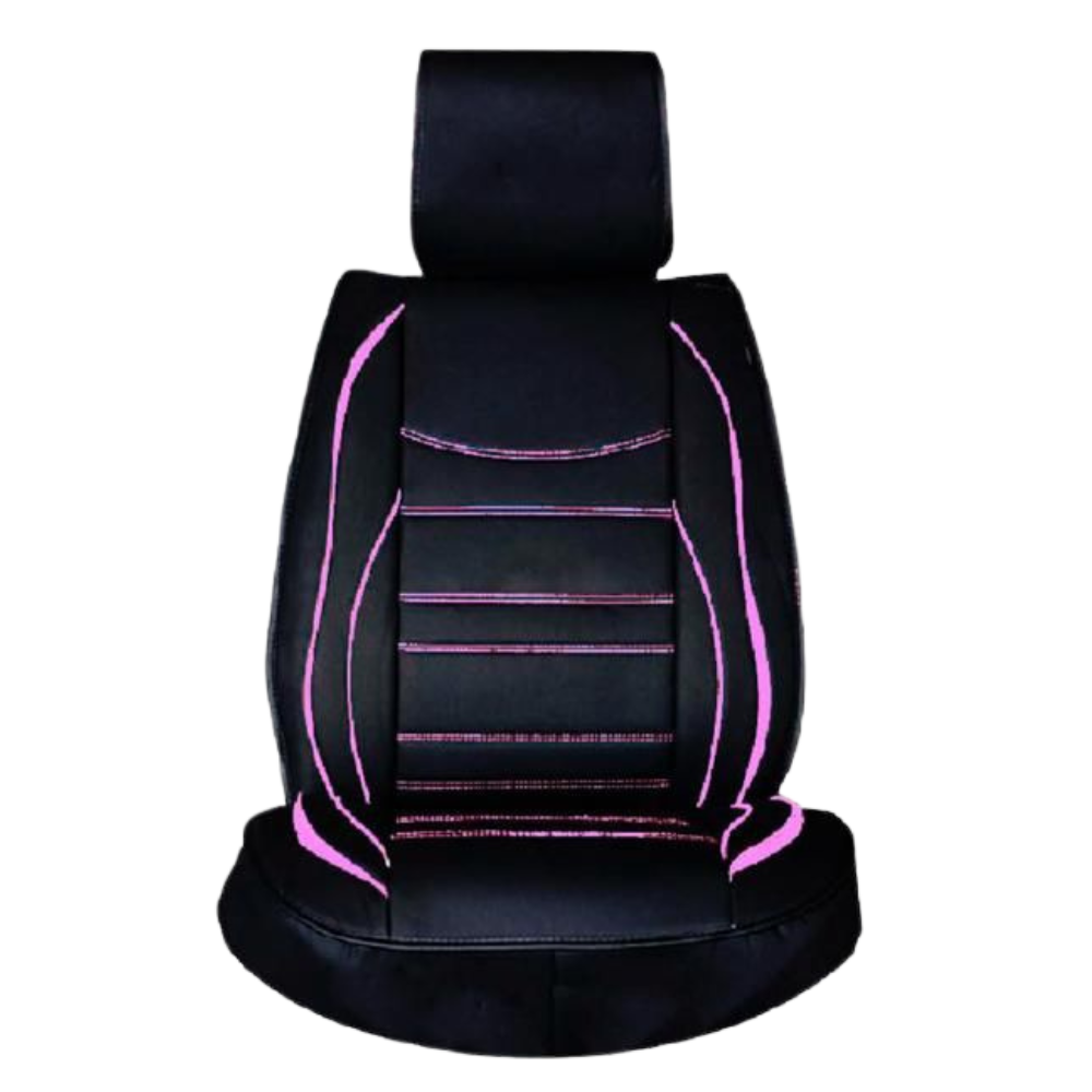 CUBRE ASIENTO ROSA/NEGRO ECOCUERO LISO